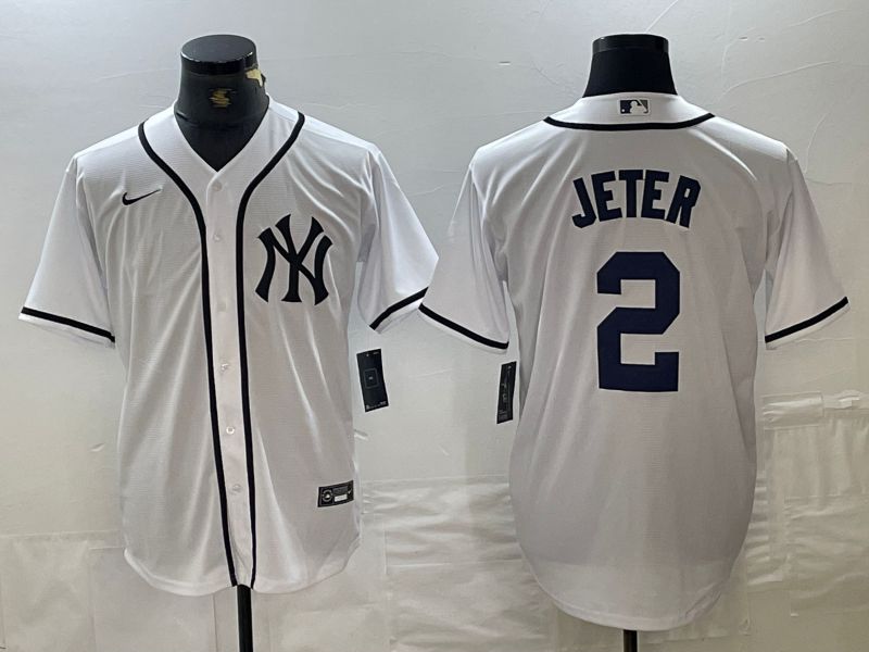Men New York Yankees #2 Jeter White Third generation joint name Nike 2024 MLB Jersey style 1
